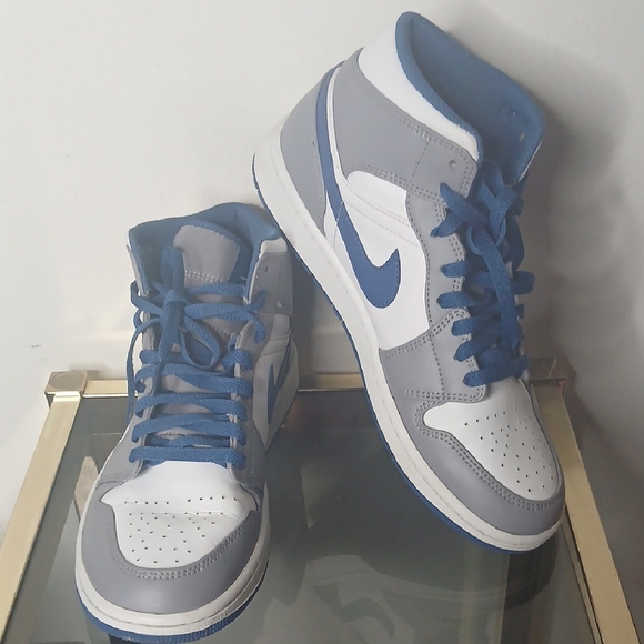 Nike Other - Nike Air Jordan 1 Mid Cement Grey/ White/ True Blue Size 9